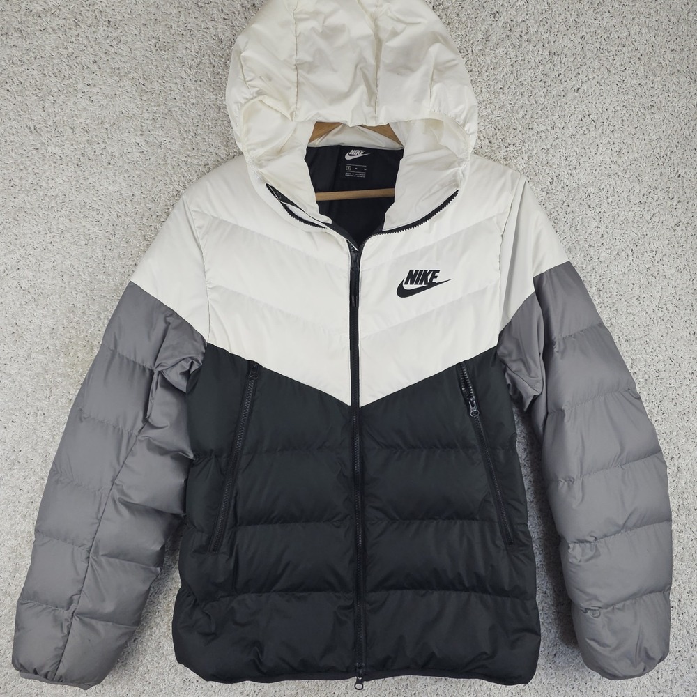 Nike Windrunner Mens Medium Duck Down Puffer Hooded Full Zip Insulated Jacket - Picture 1 of 12